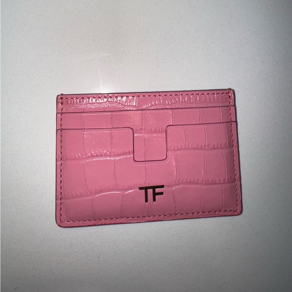 Tom Ford Pink Croc-Embossed Card Holder